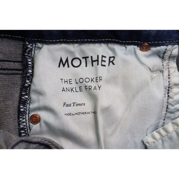 Mother The Looker Ankle Fray Jeans Skinny Super Stretch Denim Fast Times Wash 24 - Picture 7 of 11